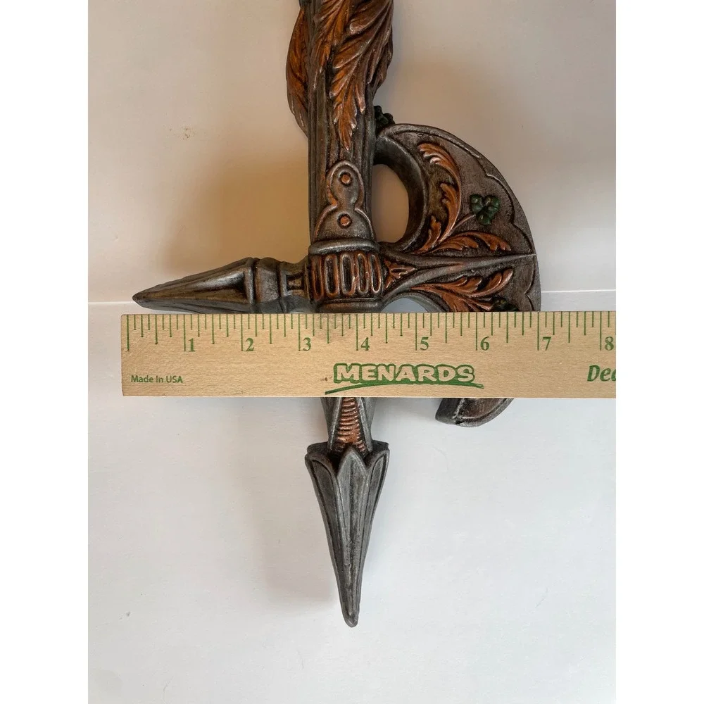 Chalk ware Plaster Decorator Sword‎ Axe Wall Hanging 1970s